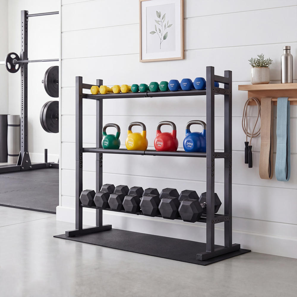 Zware 3-laags dumbbellrek, poe - Heavy Equipment Gym recensie en prijs